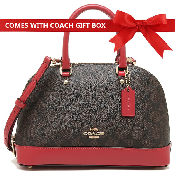 Coach Crossbody Bag With Gift Bag Mini Sierra Satchel Brown / True Red / Gold # F27583