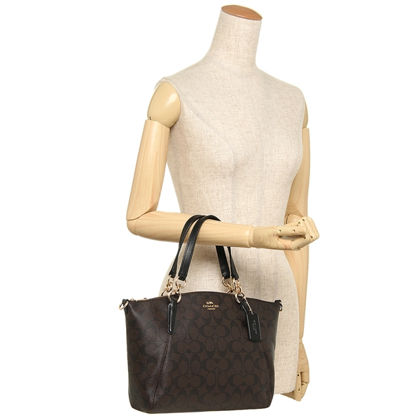 Coach Crossbody Bag With Gift Bag Small Kelsey Satchel In Signature Canvas Brown / Black # F28989