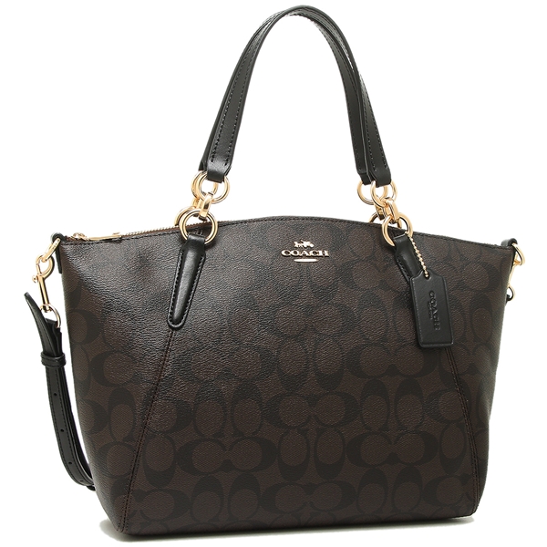 Coach Crossbody Bag With Gift Bag Small Kelsey Satchel In Signature Canvas Brown / Black # F28989