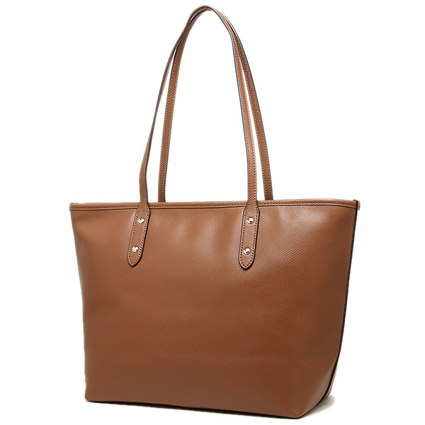 Coach Crossgrain Leather City Zip Tote Saddle / Gold # F37785