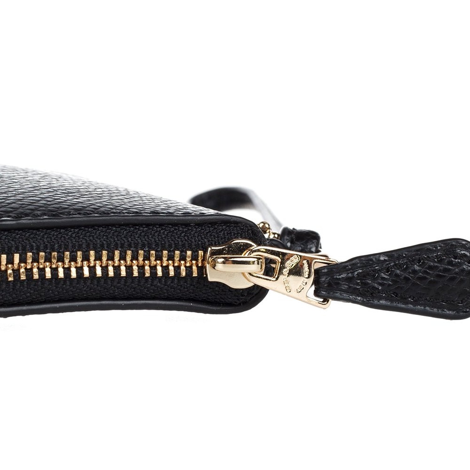 Coach Crossgrain Leather Corner Zip Wristlet Black # F54626
