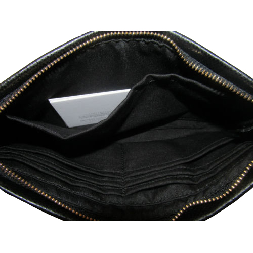 Coach Crossgrain Leather Large Wristlet Black / Gold # F65555