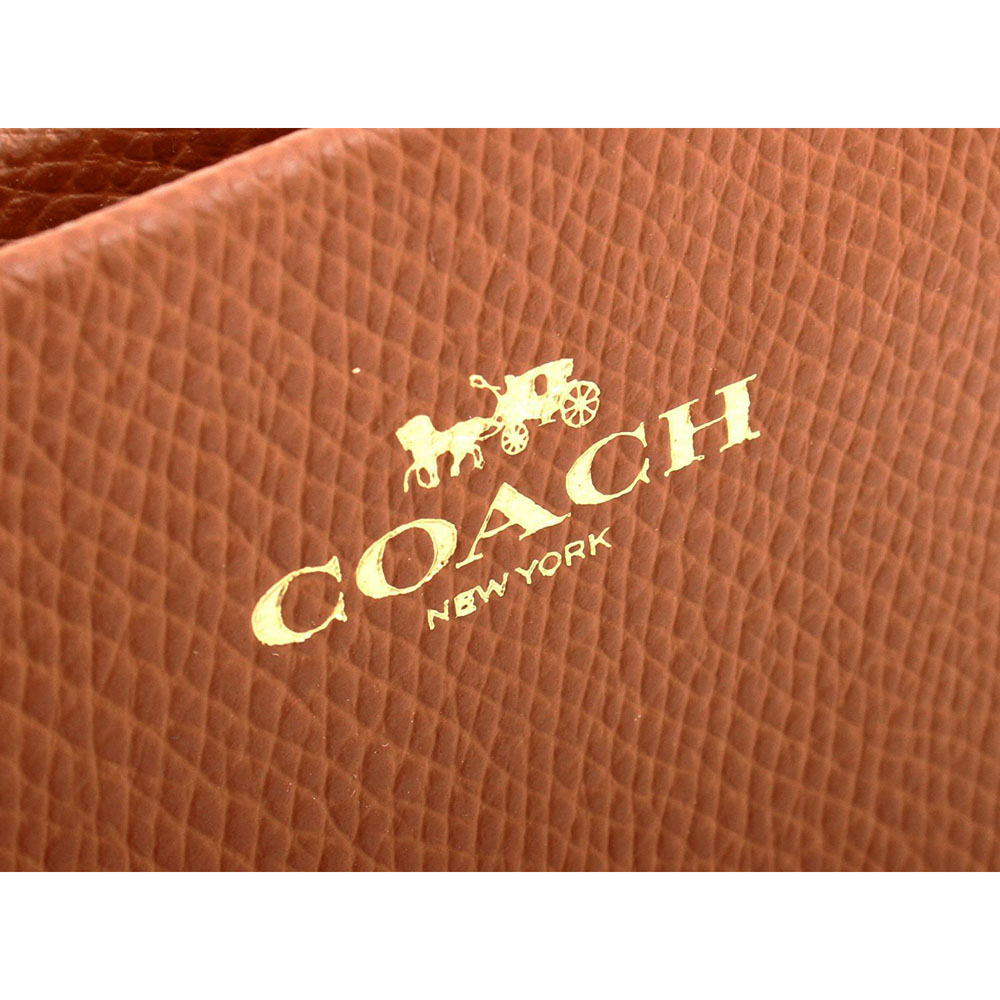 Coach Crossgrain Leather Large Wristlet Saddle Brown / Gold # F65555