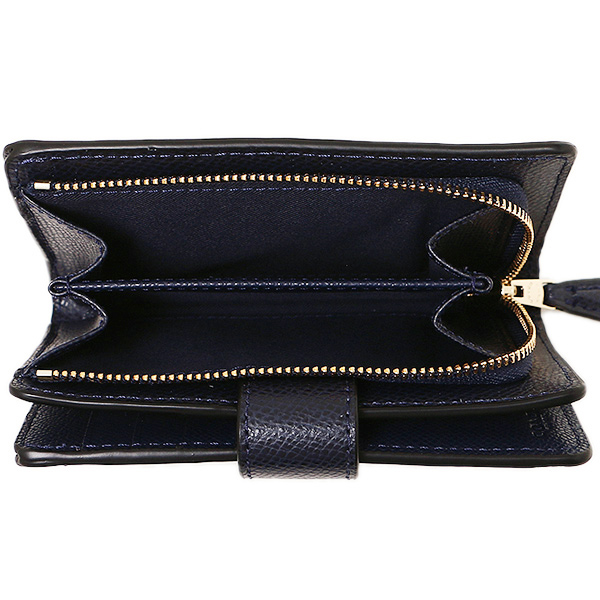 Coach Crossgrain Leather Medium Corner Zip Wallet Midnight Navy # F54010