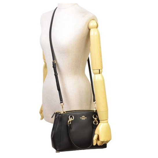 Coach Crossgrain Leather Mini Christie Carryall Crossbody Shoulder Bag Black # F57523
