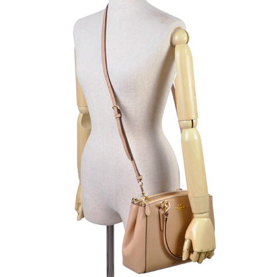 Coach Crossgrain Leather Mini Christie Carryall Crossbody Shoulder Bag Nude Beige # F36704