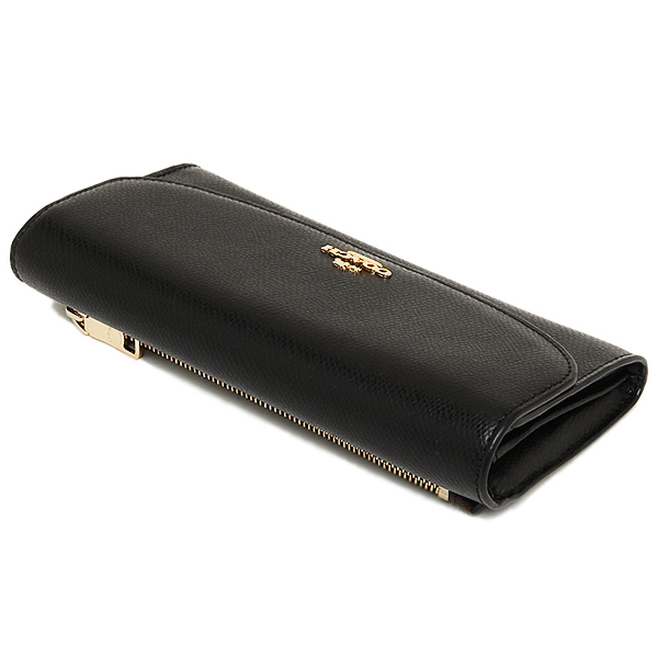 Coach Crossgrain Leather Pop Slim Envelope Wallet Black # F52628