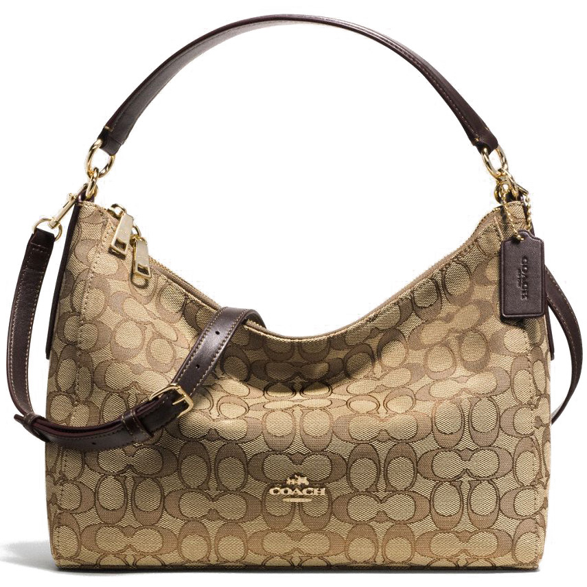 Coach East / West Celeste Convertible Hobo In Outline Signature Gold / Khaki / Brown # F58284