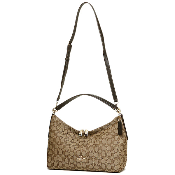 Coach East / West Celeste Convertible Hobo In Outline Signature Gold / Khaki / Brown # F58284
