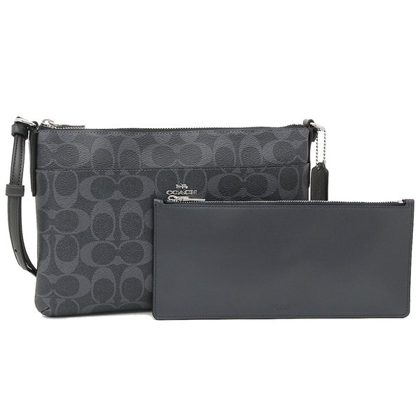 Coach East / West Crossbody With Pop-Up Pouch In Signature Canvas Demin / Midnight Navy Dark Blue / Silver # F29725