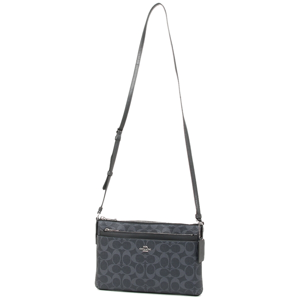 Coach East / West Crossbody With Pop-Up Pouch In Signature Canvas Demin / Midnight Navy Dark Blue / Silver # F29725