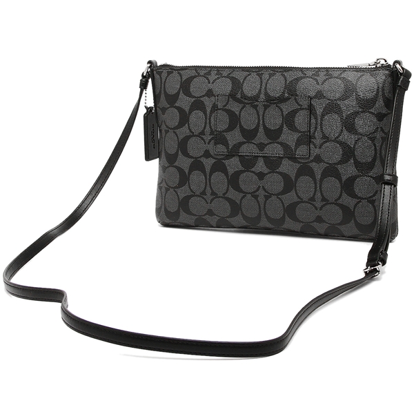 Coach East / West Crossbody With Pop-Up Pouch In Signature Coated Canvas Silver / Black Smoke # F58316