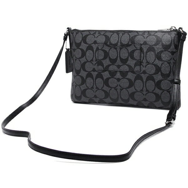 Coach East / West Crossbody With Pop Up Pouch In Signature Black Smoke / Silver # F58316
