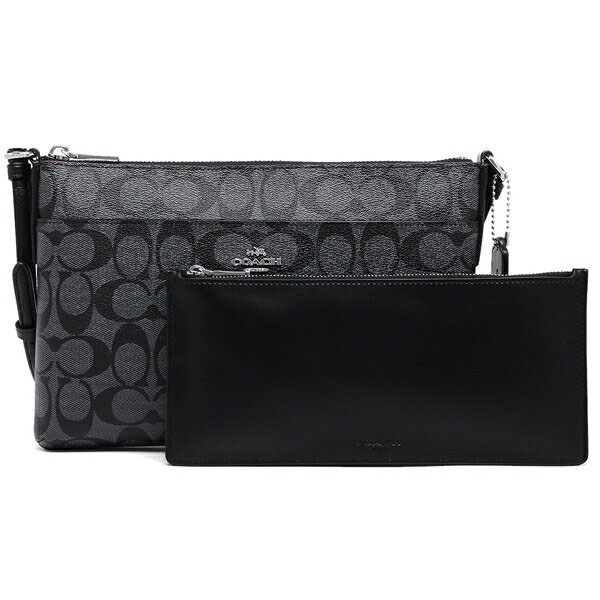 Coach East / West Crossbody With Pop Up Pouch In Signature Black Smoke / Silver # F58316