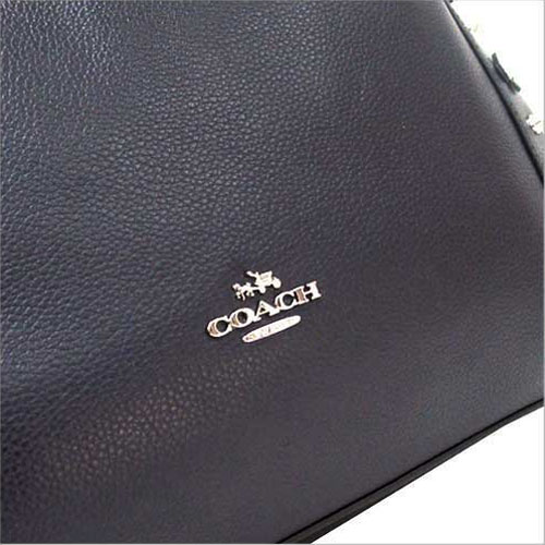 Coach Edie Shoulder Bag 31 In Floral Rivets Leather Silver / Navy / Black # F37700