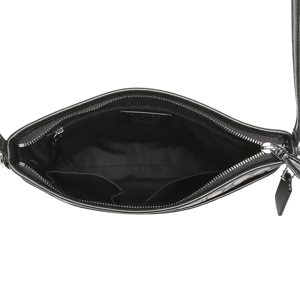 Coach File Bag In Outline Signature Crossbody Bag Silver / Black Smoke / Black # F58285
