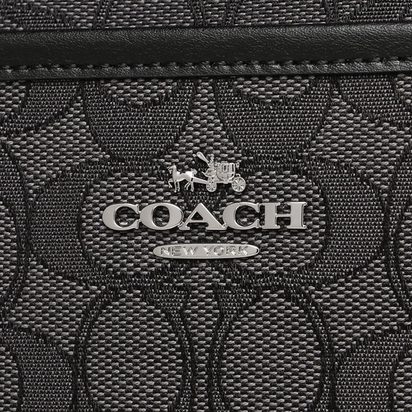 Coach File Bag In Outline Signature Crossbody Bag Silver / Black Smoke / Black # F58285