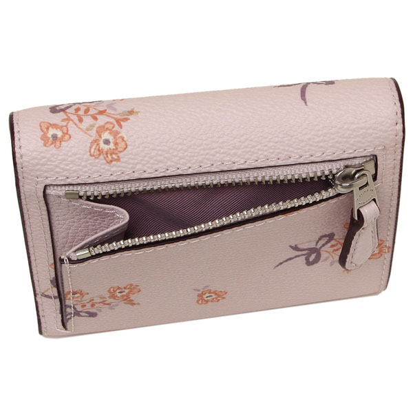 Coach Floral Bow Small Wallet Ice Pink Floral Bow / Silver # 29710