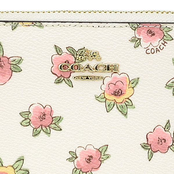 Coach Flower Patch Accordion Zip Wallet Floral Flower Patch / Ivory White / Gold # 12180