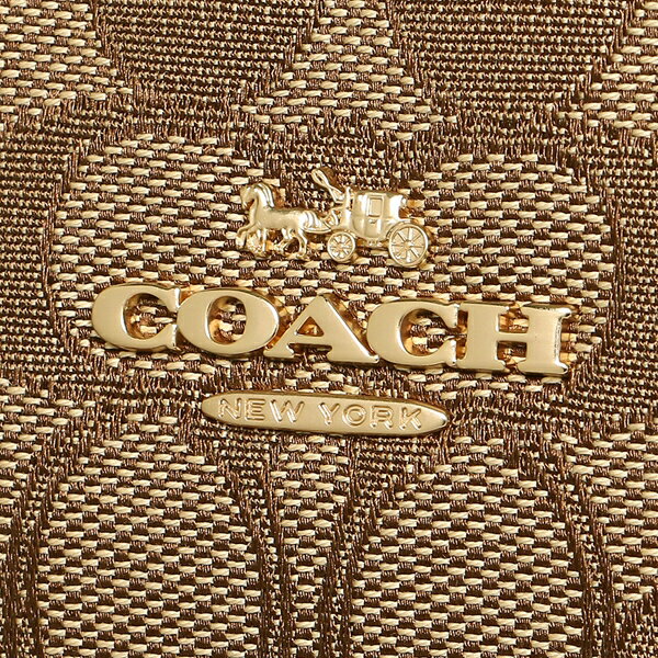 Coach Shoulder Bag Tote In Gift Box Zip Top Tote In Signature Jacquard Khaki / Brown # F29958