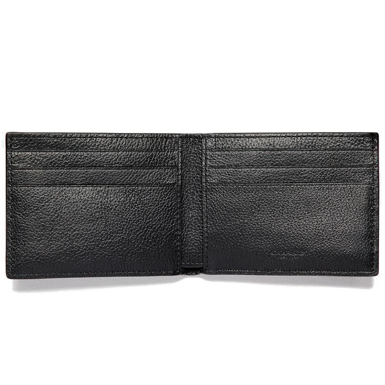 Coach Men Slim Billfold Wallet In Varsity Leather Black # F75386