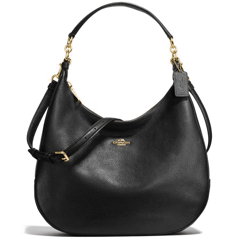 Coach Harley Hobo In Pebble Leather Gold / Black # F38259