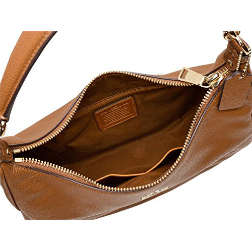 Coach Harley Hobo In Pebble Leather Gold / Saddle Brown # F38259