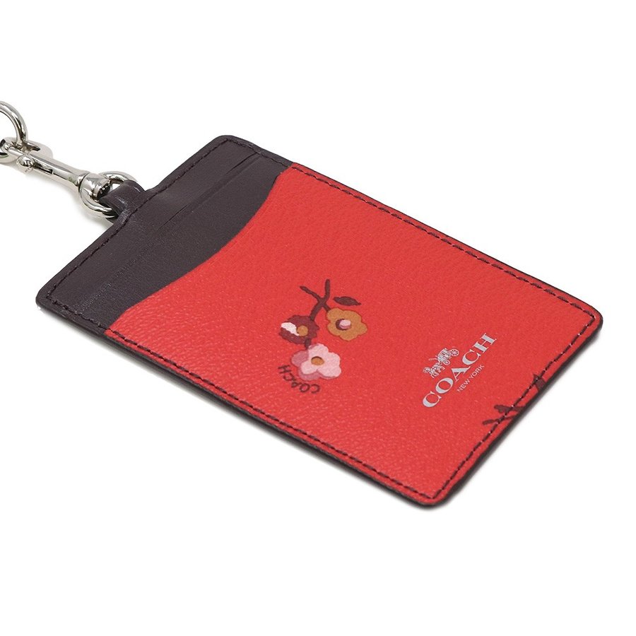 Coach Id Lanyard With Baby Bouquet Print Bright Red # F32005