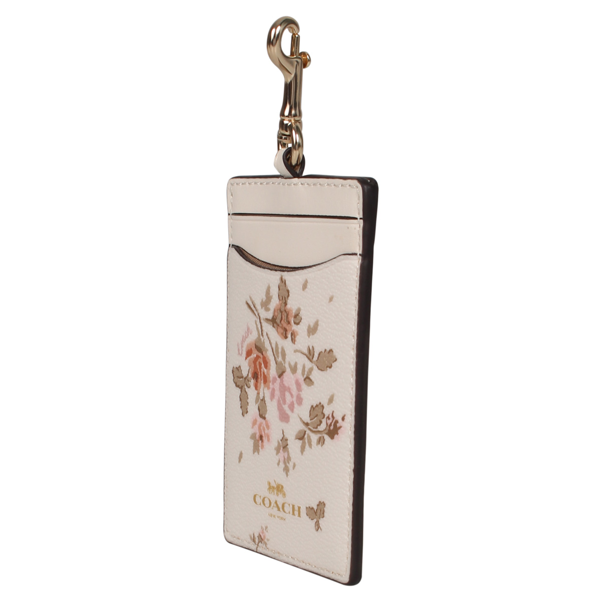 Coach Id Lanyard With Rose Bouquet Print Chalk Off White # 91792