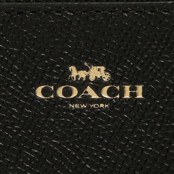 Coach Key Card Case In Gift Box Mini Skinny Id Case In Crossgrain Leather Black # F12186