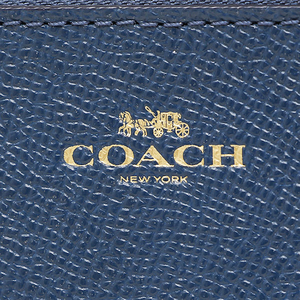 Coach Key Pouch With Gusset In Crossgrain Leather Marine Blue # F57854