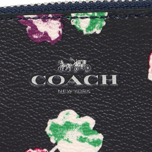 Coach Key Pouch With Gusset In Wildflower Print Coated Canvas Silver / Rainbow Multi # F65444