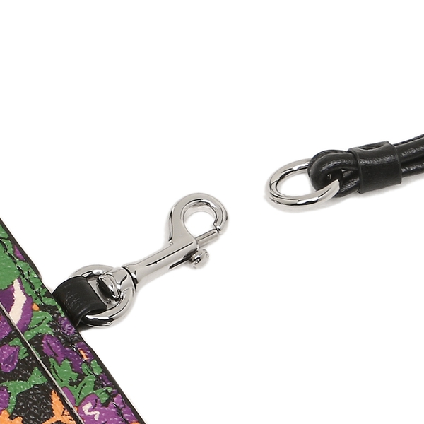 Coach Lanyard Id In Rose Meadow Floral Print Silver / Violet Multi # F57990