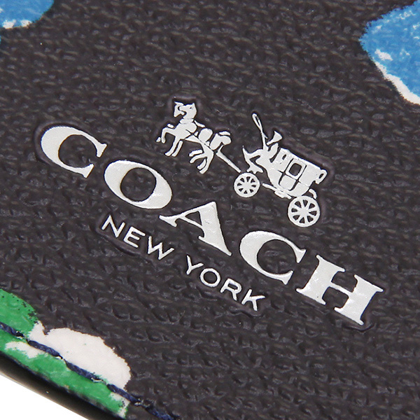 Coach Lanyard Id In Wildflower Print Coated Canvas Navy / Silver / Multi # F65573