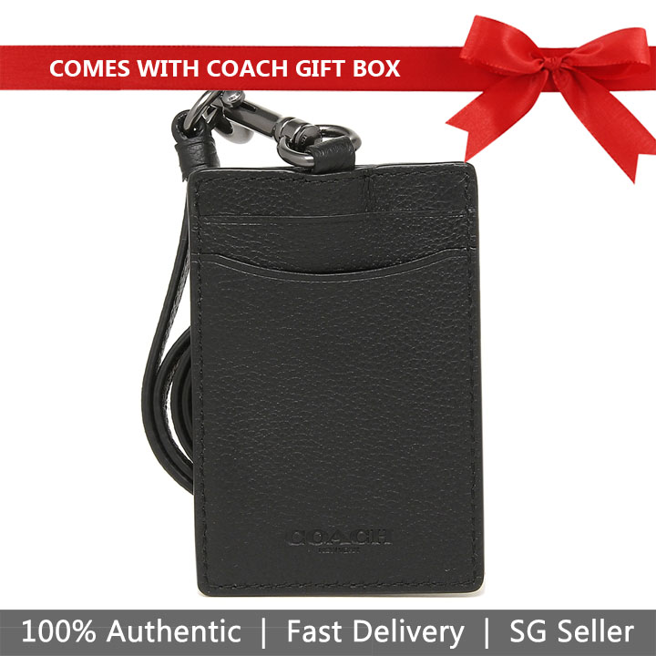Coach Lanyard In Gift Box (Men) Black / Antique Nickel # F31657