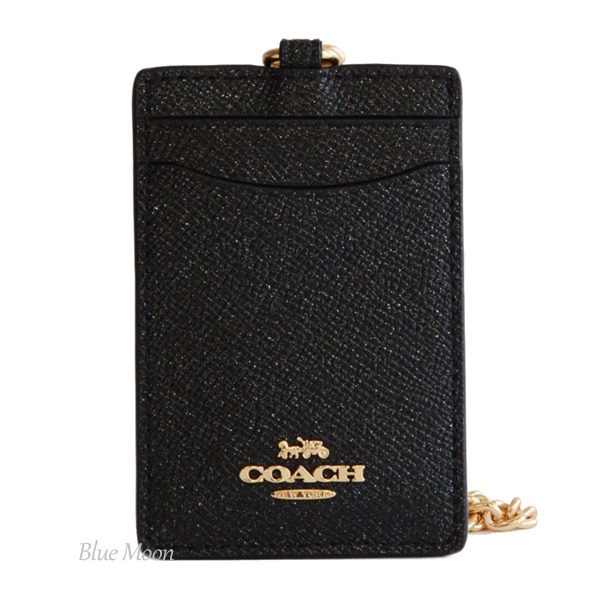 Coach Lanyard In Gift Box Boxed Id Lanyard Set Black / Gold # F38650