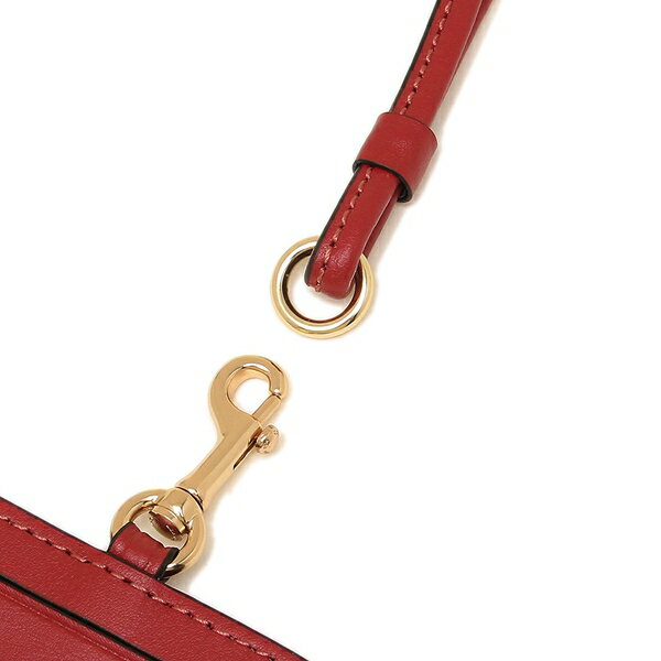 Coach Lanyard In Gift Box Id Lanyard In Signature Canvas Brown / Ruby Red / Gold # F63274