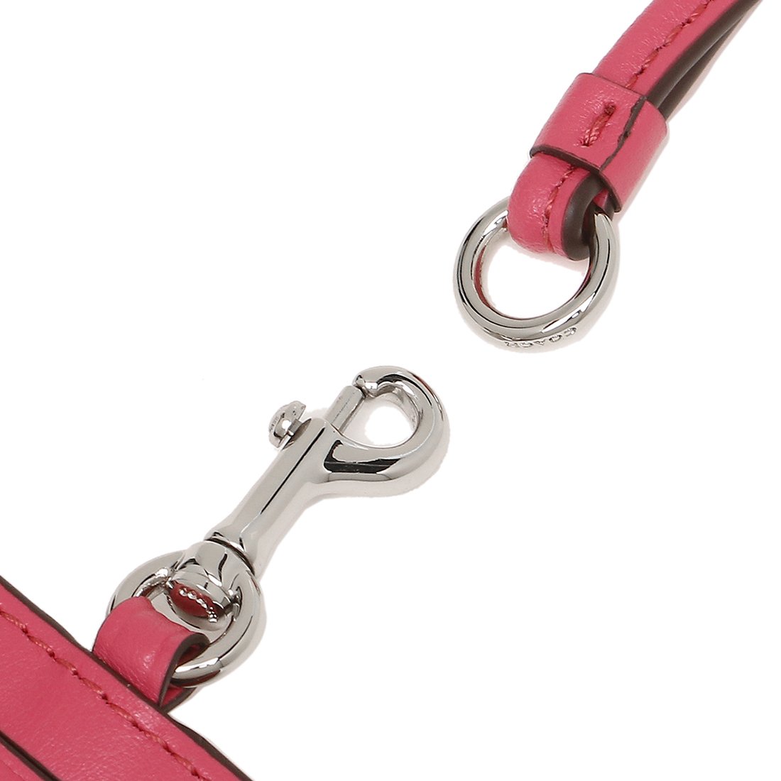 Coach Lanyard In Signature Canvas With Gift Box Khaki / Magenta Pink / Silver # F63274