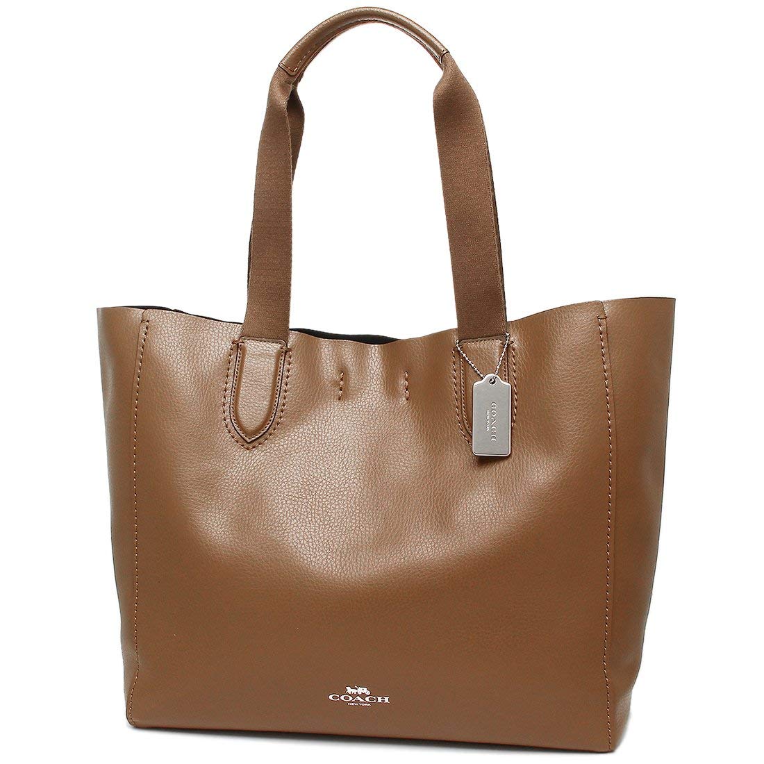 Coach Large Derby Tote In Pebble Leather Silver / Saddle Brown 2 # F59818