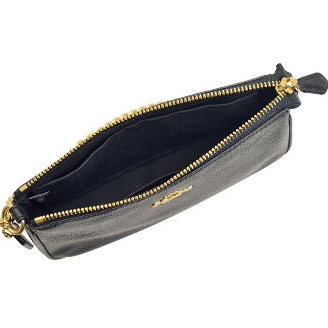 Coach Large Wristlet 19 Small Bag Black / Gold # F30258