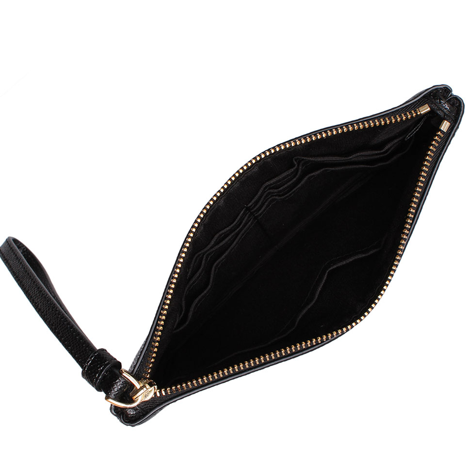 Coach Large Wristlet In Crossgrain Leather Black # F57465