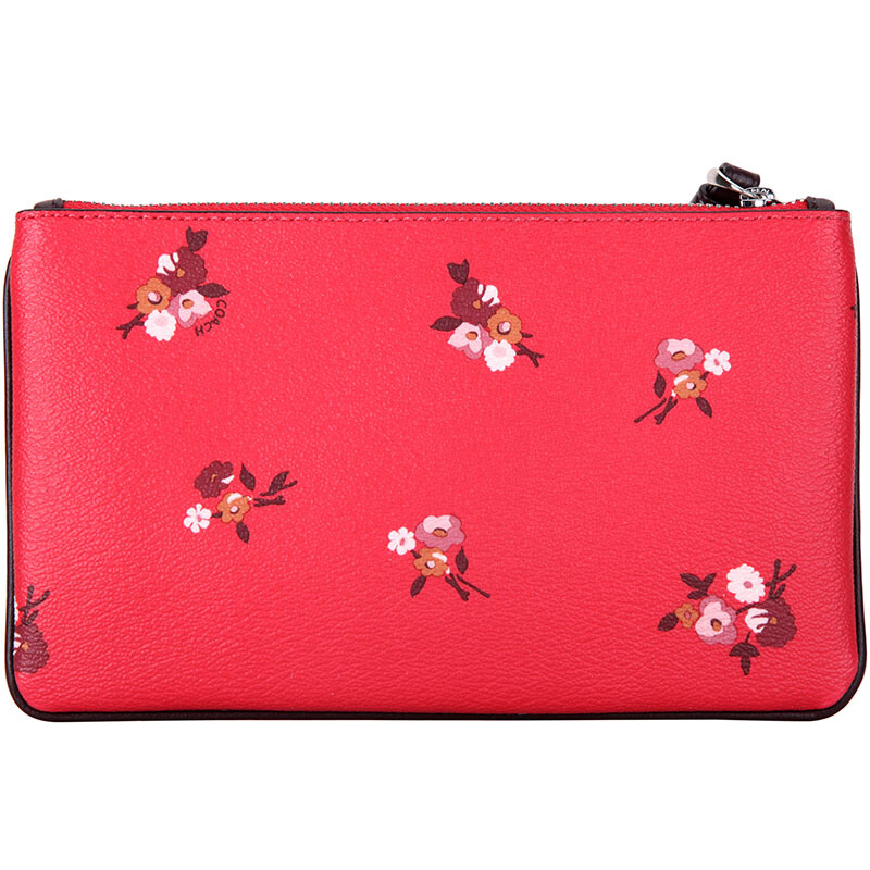 Coach Large Wristlet In Gift Box Large Wristlet With Baby Bouquet Print Bright Red Multi / Silver # F31999