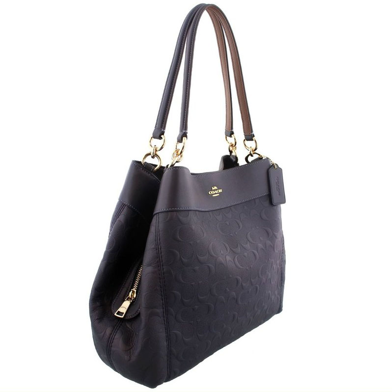 Coach Lexy Shoulder Bag In Signature Leather Midnight Blue / Gold # F25954