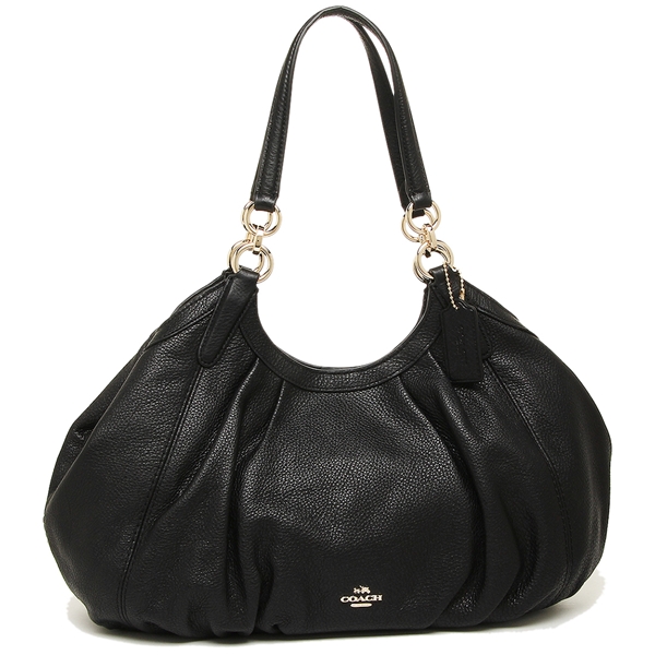 Coach Lily Shoulder Bag In Refined Natural Pebble Leather Black # F12155