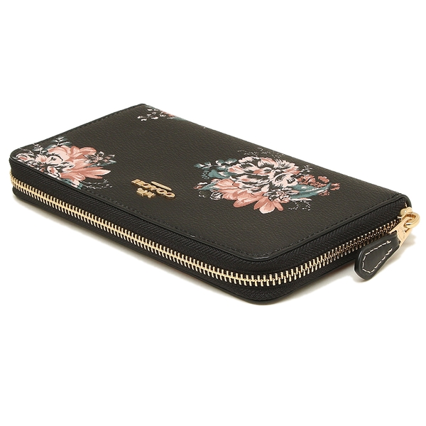 Coach Long Wallet Accordion Zip Wallet With Tossed Bouquet Print Black # F32435