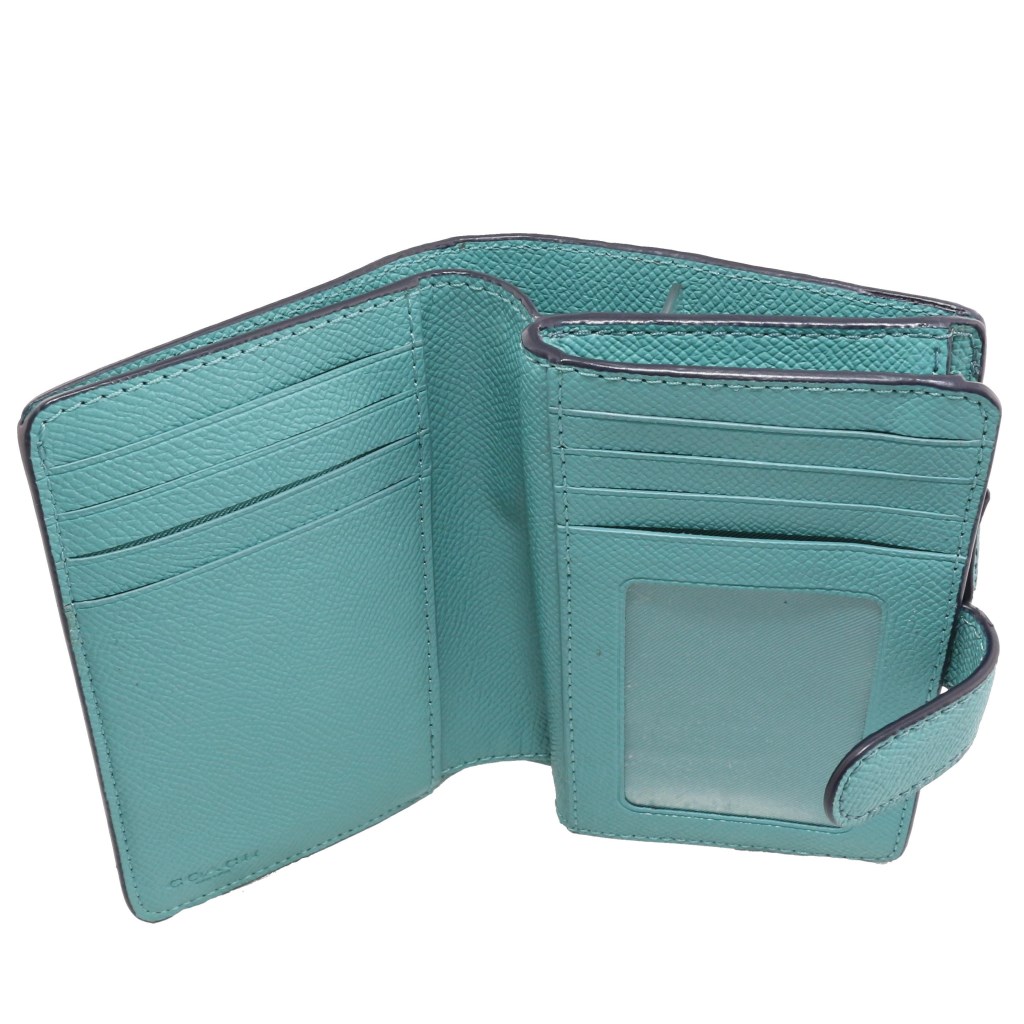 Coach Medium Corner Zip Wallet Blue Green # F11484