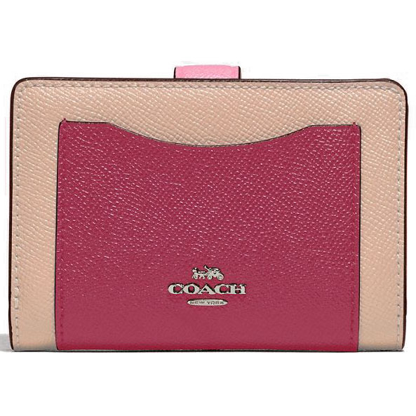 Coach Medium Corner Zip Wallet In Colorblock Pink Multi / Silver # F29939