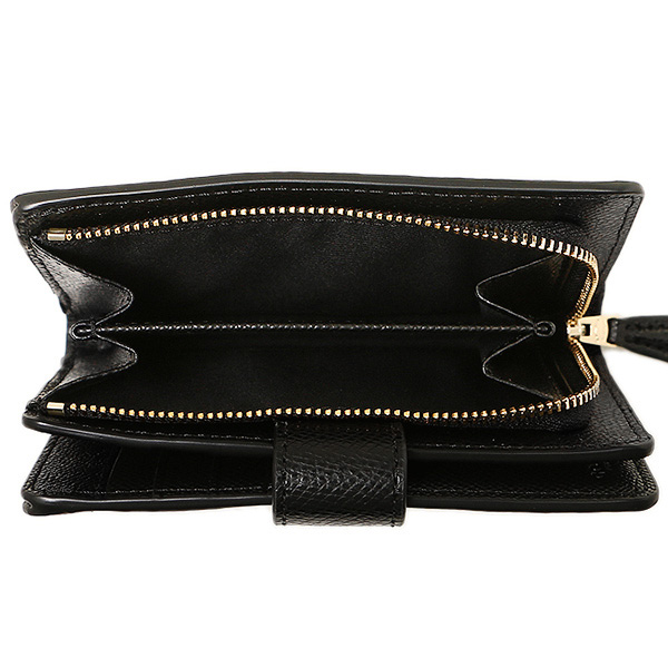 Coach Medium Corner Zip Wallet In Crossgrain Leather Gold / Black # F54010