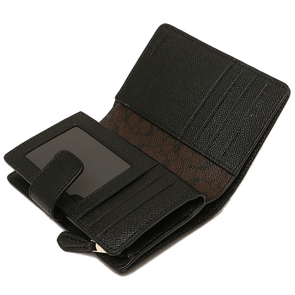 Coach Medium Corner Zip Wallet In Crossgrain Leather Gold / Black # F54010
