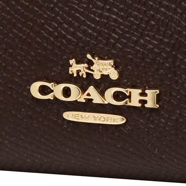 Coach Medium Corner Zip Wallet In Crossgrain Leather Light Gold / Oxblood 1 # F11484